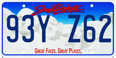 SD license plate 93YZ62