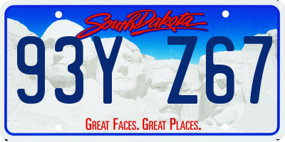 SD license plate 93YZ67