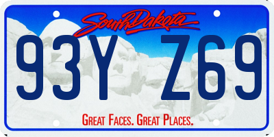 SD license plate 93YZ69