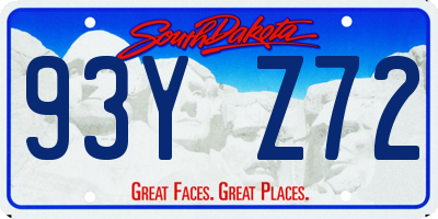 SD license plate 93YZ72
