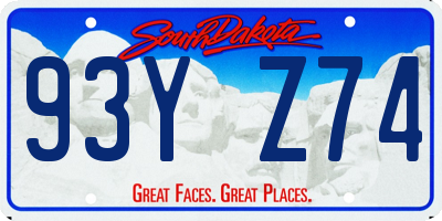 SD license plate 93YZ74