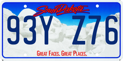 SD license plate 93YZ76