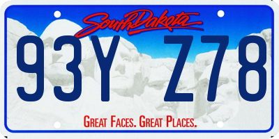 SD license plate 93YZ78