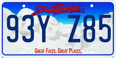 SD license plate 93YZ85