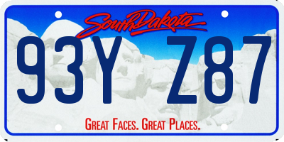 SD license plate 93YZ87