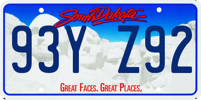 SD license plate 93YZ92