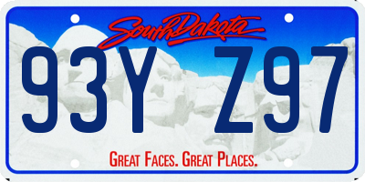 SD license plate 93YZ97