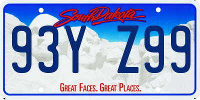 SD license plate 93YZ99