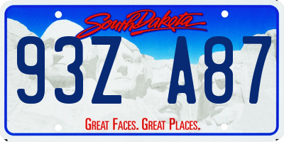 SD license plate 93ZA87