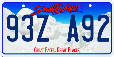 SD license plate 93ZA92