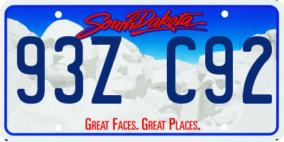 SD license plate 93ZC92