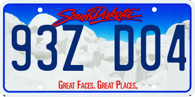 SD license plate 93ZD04