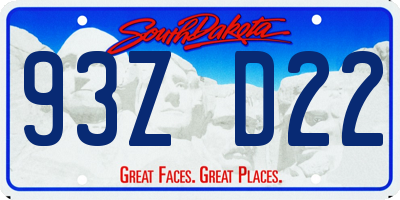 SD license plate 93ZD22