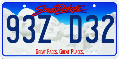 SD license plate 93ZD32