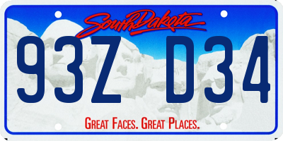 SD license plate 93ZD34