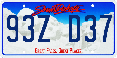 SD license plate 93ZD37