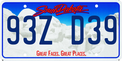 SD license plate 93ZD39