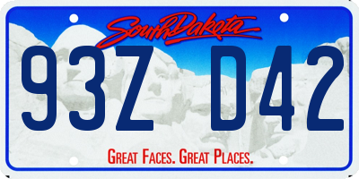 SD license plate 93ZD42