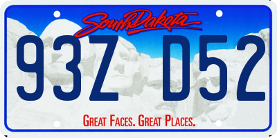 SD license plate 93ZD52