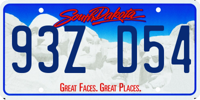 SD license plate 93ZD54
