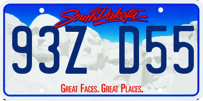SD license plate 93ZD55