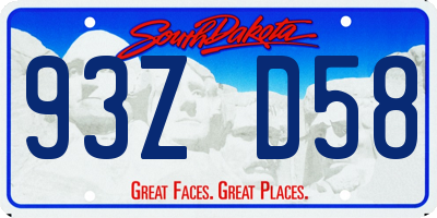 SD license plate 93ZD58