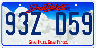 SD license plate 93ZD59