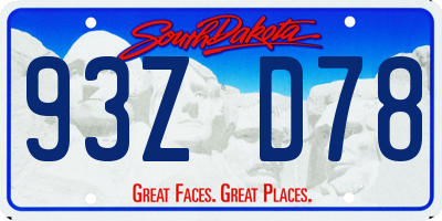 SD license plate 93ZD78