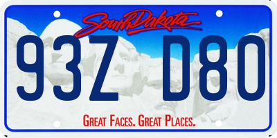 SD license plate 93ZD80