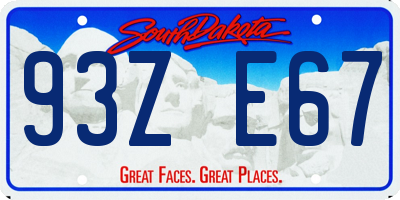 SD license plate 93ZE67