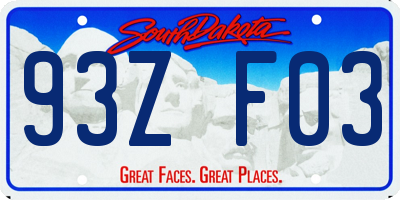 SD license plate 93ZF03