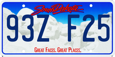 SD license plate 93ZF25