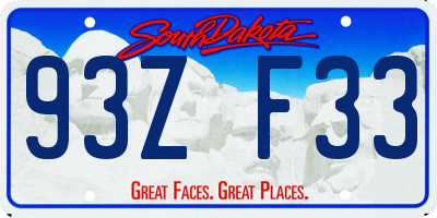 SD license plate 93ZF33