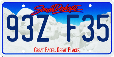 SD license plate 93ZF35