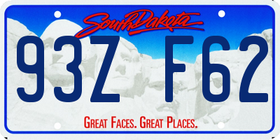 SD license plate 93ZF62