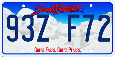 SD license plate 93ZF72