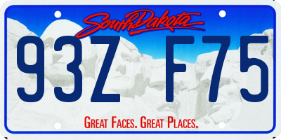 SD license plate 93ZF75