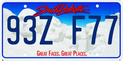 SD license plate 93ZF77