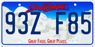 SD license plate 93ZF85