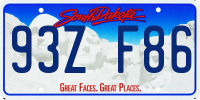 SD license plate 93ZF86