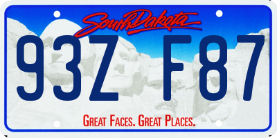 SD license plate 93ZF87