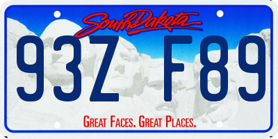 SD license plate 93ZF89