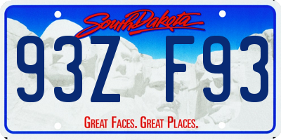 SD license plate 93ZF93