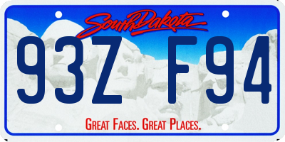 SD license plate 93ZF94
