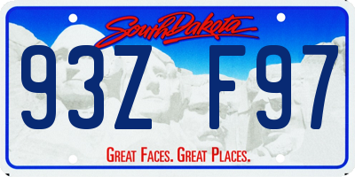 SD license plate 93ZF97