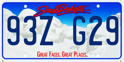 SD license plate 93ZG29