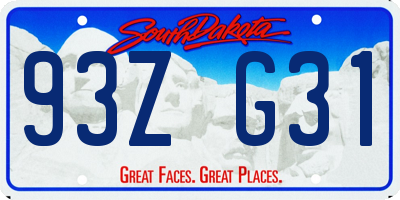 SD license plate 93ZG31