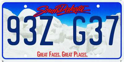 SD license plate 93ZG37