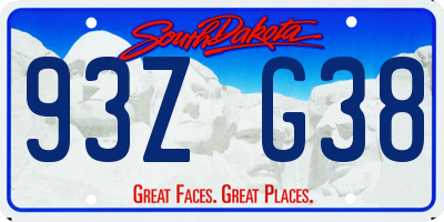 SD license plate 93ZG38