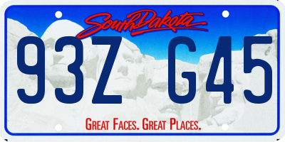 SD license plate 93ZG45
